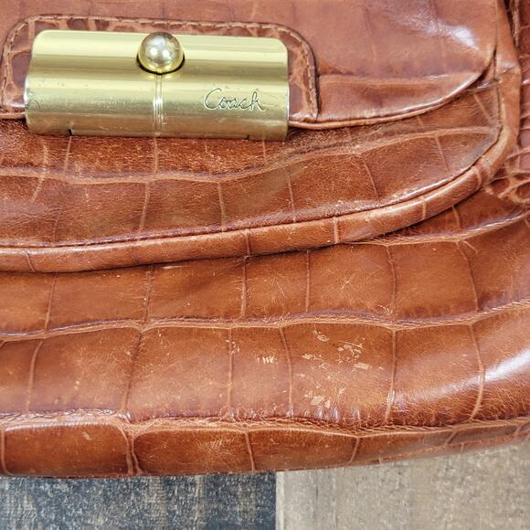 Coach Kristin Embossed Walnut Brown Croc Leather Bag Purse Satchel Limited 16827 - Picture 4 of 16